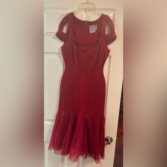 Herve leger tulle skirt red dress size M - Picture 2 of 5